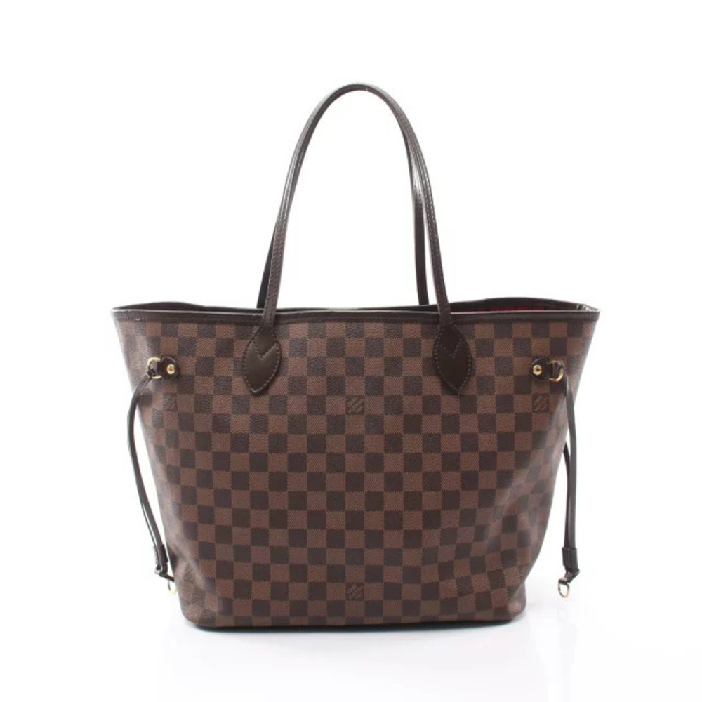Louis Vuitton Neverfull Damier Ebene Brown Tote Bag Canvas Leather Brown